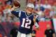 TAMPA, FL - AUGUST 24: Quarterback Tom Brady #12 of the New England Patriots sets to pass against the Tampa Bay Buccaneers at Raymond James Stadium in a pre-season game August 24, 2012 in Tampa, Florida. (Photo by Al Messerschmidt/Getty Images)