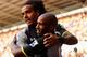 READING, ENGLAND - SEPTEMBER 16: Jermain Defoe (R) of Tottenham Hotspur celebrates his second goal with Tom Huddlestone of Tottenham Hotspur during the Barclays Premier League match between Reading and Tottenham Hotspur at Madejski Stadium on September 16, 2012 in Reading, England. (Photo by Mike Hewitt/Getty Images)