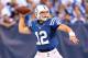 INDIANAPOLIS, IN - SEPTEMBER 16: Andrew Luck #12 of the Indianapolis Colts throws the ball during the NFL game against the Minnesota Vikings at Lucas Oil Stadium on September 16, 2012 in Indianapolis, Indiana. (Photo by Andy Lyons/Getty Images)