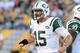 PITTSBURGH, PA - SEPTEMBER 16 : Tim Tebow #15 of the New York Jets reacts after running for a first down against the Pittsburgh Steelers on September 16, 2012 at Heinz Field in Pittsburgh, Pennsylvania. Pittsburgh won the game 27-10. (Photo by Joe Sargent/Getty Images)