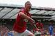 MANCHESTER, ENGLAND - SEPTEMBER 15: Alexander Buttner of Manchester United celebrates after scoring the third goal during the Barclays Premier League match between Manchester United and Wigan Athletic at Old Trafford on September 15, 2012 in Manchester, England. (Photo by Alex Livesey/Getty Images)