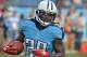 Aug 30, 2012; Nashville, TN, USA; Tennessee Titans running back Chris Johnson (28) during warm up prior to the game against the New Orleans Saints at LP Field. Mandatory Credit: Jim Brown-US PRESSWIRE