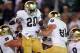 EAST LANSING, MI - SEPTEMBER 15: Cierre Wood #20 of the Notre Dame Fighting Irish celebrates with John Goodman #81 after Goodmans first quarter touchdown catch while playing the Michigan State Spartans at Spartan Stadium on September 15, 2012 in East Lansing, Michigan. (Photo by Gregory Shamus/Getty Images)