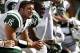 EAST RUTHERFORD, NJ - SEPTEMBER 09: Tim Tebow #15 of the New York Jets sits on the bench during their season opener against the Buffalo Bills at MetLife Stadium on September 9, 2012 in East Rutherford, New Jersey. (Photo by Jeff Zelevansky/Getty Images)