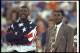14 Aug 1994: Guard Joe Dumars of the United States celebrates with Isiah Thomas after a World Championship game against Russia. USA won the game, 137-91. Mandatory Credit: Doug Pensinger /Allsport
