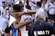 MIAMI, FL - JUNE 21: Kevin Durant #35 of the Oklahoma City Thunder congratulates LeBron James #6 of the Miami Heat after the Heat won 121-106 in Game Five of the 2012 NBA Finals on June 21, 2012 at American Airlines Arena in Miami, Florida. NOTE TO USER: User expressly acknowledges and agrees that, by downloading and or using this photograph, User is consenting to the terms and conditions of the Getty Images License Agreement. (Photo by Ronald Martinez/Getty Images)
