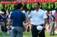 ATLANTA, GA - SEPTEMBER 20: Tiger Woods (R) and Rory McIlroy of Northern Ireland shakes hands on the 18th green during the first round of the TOUR Championship by Coca-Cola at East Lake Golf Club on September 20, 2012 in Atlanta, Georgia. (Photo by Sam Greenwood/Getty Images)
