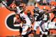 CINCINNATI, OH - SEPTEMBER 16: Andrew Hawkins #16 of the Cincinnati Bengals runs in to the endzone to complete a 50-yard pass reception for a touchdown in the second half against the Cleveland Browns at Paul Brown Stadium on September 16, 2012 in Cincinnati, Ohio. Cincinnati defeated Cleveland 34-27. (Photo by Jamie Sabau/Getty Images)