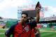 WASHINGTON, DC - SEPTEMBER 22: Gio Gonzalez #47 of the Washington Nationals waves to the crowd after earning his 20th win of the season as the Washington Nationals defeated the Milwaukee Brewers 10-4 at Nationals Park on September 22, 2012 in Washington, DC. (Photo by Patrick McDermott/Getty Images)