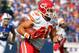 Sept. 16, 2012; Orchard Park, NY, USA; Kansas City Chiefs running back Peyton Hillis (40) runs the ball against the Buffalo Bills during the second half at Ralph Wilson Stadium. Bills beat the Chiefs 35 to 17. Mandatory Credit: Timothy T. Ludwig-US PRESSWIREi