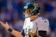 INDIANAPOLIS, IN - SEPTEMBER 23: Blaine Gabbert #11 of the Jacksonville Jaguars looks back to the sidelines for a play against the Indianapolis Colts at Lucas Oil Stadium on September 23, 2012. (Photo by Michael Hickey/Getty Images)