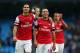 MANCHESTER, ENGLAND - SEPTEMBER 23: Mikel Arteta and Santi Cazorla of Arsenal at the finsl whistle during the Barclays Premier League match between Manchester City and Arsenal at Etihad Stadium on September 23, 2012 in Manchester, England. (Photo by Alex Livesey/Getty Images)