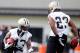 METAIRIE, LA - MAY 24: Darren Sproles #43 of the New Orleans Saints practices during OTA's with teammate Pierre Thomas #23 at the Saints Training Facility on May 24, 2012 in Metairie, Louisiana. (Photo by Sean Gardner/Getty Images)