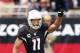 GLENDALE, AZ - SEPTEMBER 23: Wide receiver Larry Fitzgerald #11 of the Arizona Cardinals celebrates after a 37 yard touchdown reception against the Philadelphia Eagles during the second quarter of the NFL game at the University of Phoenix Stadium on September 23, 2012 in Glendale, Arizona. (Photo by Christian Petersen/Getty Images)
