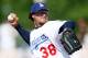 VERO BEACH, FL - MARCH 12: Closer Eric Gagne #38 of the Los Angeles Dodgers pitches against the Houston Astros during a spring training game at Holman Stadium March 12, 2006 in Vero Beach, Florida. Gagne is coming back from an injury and pitched just one inning against the Astros. (Photo by Doug Benc/Getty Images)