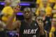 INDIANAPOLIS, IN - MAY 24: Dwyane Wade #3 of the Miami Heat holds up his finger after hitting a shot and being fouled against the Indiana Pacers in Game Six of the Eastern Conference Semifinals in the 2012 NBA Playoffs at Bankers Life Fieldhouse on May 24, 2012 in Indianapolis, Indiana.The Heat defeated the Pacers 105-93 to win the series. NOTE TO USER: User expressly acknowledges and agrees that, by downloading and/or using this photograph, User is consenting to the terms and conditions of the Getty Images License Agreement. (Photo by Jonathan Daniel/Getty Images)