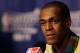 MIAMI, FL - JUNE 09: Rajon Rondo #9 of the Boston Celtics speaks with the media after losing to the Miami Heat in Game Seven of the Eastern Conference Finals in the 2012 NBA Playoffs at American Airlines Arena on June 9, 2012 in Miami, Florida. (Photo by Mike Ehrmann/Getty Images)