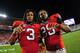 ATHENS, GA - SEPTEMBER 22: Todd Gurley #3 and Jarvis Jones #29 of the Georgia Bulldogs celebrate after the game against the Vanderbilt Commodores at Sanford Stadium on September 22, 2012 in Athens, Georgia. (Photo by Scott Cunningham/Getty Images)