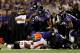 BALTIMORE, MD - SEPTEMBER 27: Wide receiver Josh Cribbs #16 of the Cleveland Browns lays on the ground after getting hit by linebacker Dannell Ellerbe #59 of the Baltimore Ravens after a play in the first quarter during the NFL Game at M&T Bank Stadium on September 27, 2012 in Baltimore, Maryland. (Photo by Rob Carr/Getty Images)
