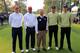 MEDINAH, IL - SEPTEMBER 28: Steve Stricker and Tiger Woods of the USA pose with referee Bob Korbel and Ian Poulter and Justin Rose of Europe on the first tee during the Morning Foursome Matches for The 39th Ryder Cup at Medinah Country Club on September 28, 2012 in Medinah, Illinois. (Photo by David Cannon/Getty Images)