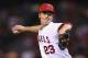 ANAHEIM, CA - SEPTEMBER 25: Zack Greinke #23 of the Los Angeles Angels of Anaheim pitches against the Seattle Mariners in the fifth inning at Angel Stadium of Anaheim on September 25, 2012 in Anaheim, California. (Photo by Jeff Gross/Getty Images)