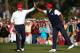 MEDINAH, IL - SEPTEMBER 28: Tiger Woods and Steve Stricker of the USA celebrate winning the 11th hole during the Afternoon Four-Ball Matches for The 39th Ryder Cup at Medinah Country Club on September 28, 2012 in Medinah, Illinois. (Photo by Ross Kinnaird/Getty Images)
