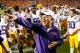AUBURN, AL - SEPTEMBER 22: Head coach Les Miles of the LSU Tigers and his team celebrate their 12-10 win over the Auburn Tigers at Jordan Hare Stadium on September 22, 2012 in Auburn, Alabama. (Photo by Kevin C. Cox/Getty Images)