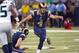 September 30, 2012; St. Louis, MO, USA; St. Louis Rams kicker Greg Zuerlein (4) kicks a 48 yard field goal against the Seattle Seahawks during the first half at the Edward Jones Dome. Mandatory Credit: Scott Rovak-US PRESSWIRE