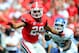 September 1, 2012; Athens, GA, USA; Georgia Bulldogs linebacker Jarvis Jones (29) fights off a block against the Buffalo Bulls during the first quarter at Sanford Stadium. Mandatory Credit: Dale Zanine-US PRESSWIRE