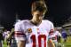 PHILADELPHIA, PA - SEPTEMBER 30: Eli Manning #10 of the New York Giants walks off the field after a 19-17 loss to the Philadelphia Eagles during their game at Lincoln Financial Field on September 30, 2012 in Philadelphia, Pennsylvania. (Photo by Al Bello/Getty Images)
