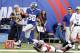 Sep 16, 2012; East Rutherford, NJ, USA; New York Giants wide receiver Hakeem Nicks (88) runs past Tampa Bay Buccaneers free safety Ahmad Black (43) during the game at MetLife Stadium. Mandatory Credit: William Perlman/THE STAR-LEDGER via US PRESSWIRE