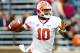 CHESTNUT HILL, MA - SEPTEMBER 29: Tajh Boyd #10 of the Clemson Tigers throws a pass against the Boston College Eagles during the game on September 29, 2012 at Alumni Stadium in Chestnut Hill, Massachusetts. (Photo by Jared Wickerham/Getty Images)
