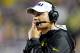 BATON ROUGE, LA - SEPTEMBER 29: Les Miles, head coach of the LSU Tigers watches game action against the Towson Tigers at Tiger Stadium on September 29, 2012 in Baton Rouge, Louisiana. (Photo by Stacy Revere/Getty Images)
