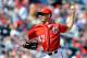 WASHINGTON, DC - SEPTEMBER 22: Gio Gonzalez #47 of the Washington Nationals throws a pitch against the Milwaukee Brewers during a game at Nationals Park on September 22, 2012 in Washington, DC. (Photo by Patrick McDermott/Getty Images)