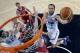 LONDON, ENGLAND - AUGUST 12: Manu Ginobili (R) of Argentina, drives to the basket against Andrei Kirilenko of Russia during the Men's Basketball bronze medal game between Russia and Argentina on Day 16 of the London 2012 Olympics Games at North Greenwich Arena on August 12, 2012 in London, England. (Photo by Eric Gay - IOPP Pool /Getty Images)