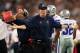 ARLINGTON, TX - OCTOBER 01: Head coach Jason Garrett of the Dallas Cowboys reacts against the Chicago Bears at Cowboys Stadium on October 1, 2012 in Arlington, Texas. (Photo by Ronald Martinez/Getty Images)