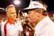 ATHENS, GA - SEPTEMBER 10: Steve Spurrier of the South Carolina Gamecocks is congratulated by Mark Richt of the Georgia Bulldogs at Sanford Stadium on September 10, 2011 in Athens, Georgia. (Photo by Kevin C. Cox/Getty Images)