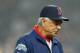 NEW YORK, NY - OCTOBER 02: Manager Bobby Valentine #25 of the Boston Red Sox walks back to the dugout after checking on Jon Lester during the game against the New York Yankees on October 2, 2012 at Yankee Stadium in the Bronx borough of New York City. (Photo by Elsa/Getty Images)