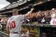 PITTSBURGH, PA - OCTOBER 03: Chipper Jones #10 of the Atlanta Braves salutes the fans before leaving the field after his last regular season game against the Pittsburgh Pirates on October 3, 2012 at PNC Park in Pittsburgh, Pennsylvania. (Photo by Justin K. Aller/Getty Images)