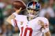 PHILADELPHIA, PA - SEPTEMBER 30: Quarterback Eli Manning #10 of the New York Giants drops back to pass against the Philadelphia Eagles Financial Field on September 30, 2012 in Philadelphia, Pennsylvania. (Photo by Alex Trautwig/Getty Images)