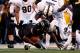 COLUMBIA, MO - OCTOBER 06: Quarterback James Franklin #1 of the Missouri Tigers is tackled by linebacker Darreon Herring #35 of the Vanderbilt Commodores during the game on October 6, 2012 in Columbia, Missouri. (Photo by Jamie Squire/Getty Images)