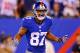 EAST RUTHERFORD, NJ - SEPTEMBER 05: wide receiver Domenik Hixon #87 of the New York Giants reacts after a catch in the third quarter against the Dallas Cowboys during the 2012 NFL season opener at MetLife Stadium on September 5, 2012 in East Rutherford, New Jersey. (Photo by Al Bello/Getty Images)