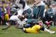 PITTSBURGH, PA - OCTOBER 07: Jason Worilds #93 of the Pittsburgh Steelers sacks Michael Vick #7 of the Philadelphia Eagles during the game on October 7, 2012 at Heinz Field in Pittsburgh, Pennsylvania. (Photo by Justin K. Aller/Getty Images)