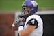 DALLAS, TX - SEPTEMBER 29: Casey Pachall #4 of the TCU Horned Frogs warms up in the rain before kickoff against the SMU Mustangs on September 29, 2012 at Gerald J. Ford Stadium in Dallas, Texas. (Photo by Cooper Neill/Getty Images)
