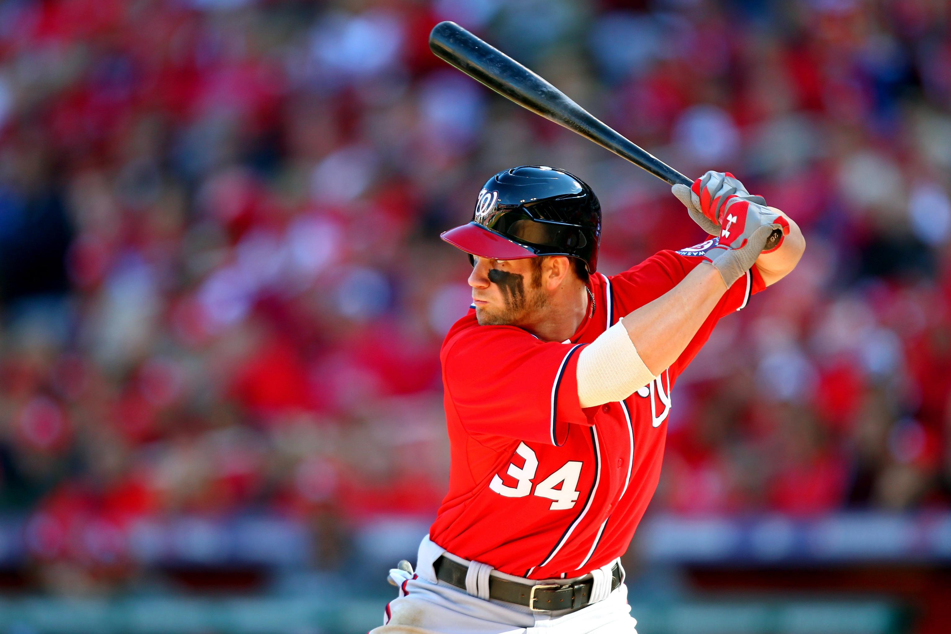 Bleacher Report - Bryce Harper is wearing red contact lenses during today's  Game 3 against the Cardinals. (Reportedly recommended by his doctor to help  fight the sun.) Another photo here
