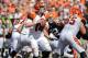 CINCINNATI, OH - SEPTEMBER 16: Quarterback Andy Dalton #14 of the Cincinnati Bengals sets in the pocket against the Cleveland Browns at Paul Brown Stadium on September 16, 2012 in Cincinnati, Ohio. (Photo by Jamie Sabau/Getty Images)