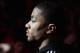 CHICAGO, IL - MAY 01: Derrick Rose #1 of the Chicago Bulls, injured in game one against the Philadelphia 76ers, stands in front of the Bulls bench during player introductions before Game Two of the Eastern Conference Quarterfinals during the 2012 NBA Playoffs at the United Center on May 1, 2012 in Chicago, Illinois. NOTE TO USER: User expressly acknowledges and agrees that, by downloading and or using this photograph, User is consenting to the terms and conditions of the Getty Images License Agreement. (Photo by Jonathan Daniel/Getty Images)