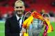 LONDON, ENGLAND - MAY 28: Josep Guardiola manager of FC Barcelona lifts the trophy after victory in the UEFA Champions League final between FC Barcelona and Manchester United FC at Wembley Stadium on May 28, 2011 in London, England. (Photo by Clive Mason/Getty Images)