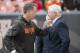 CLEVELAND, OH - SEPTEMBER 23: Head coach Pat Shurmur of the Cleveland Browns talks with new Cleveland Browns team owner Jimmy Haslam prior to the game against the Buffalo Bills at Cleveland Browns Stadium on September 23, 2012 in Cleveland, Ohio. (Photo by Jason Miller/Getty Images)