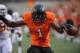 Sept 29, 2012; Stillwater, OK, USA; Oklahoma State Cowboys running back Joseph Randle (1) runs for a touchdown against the Texas Longhorns during the first half at Boone Pickens Stadium. Mandatory Credit: Mark D. Smith-US PRESSWIRE